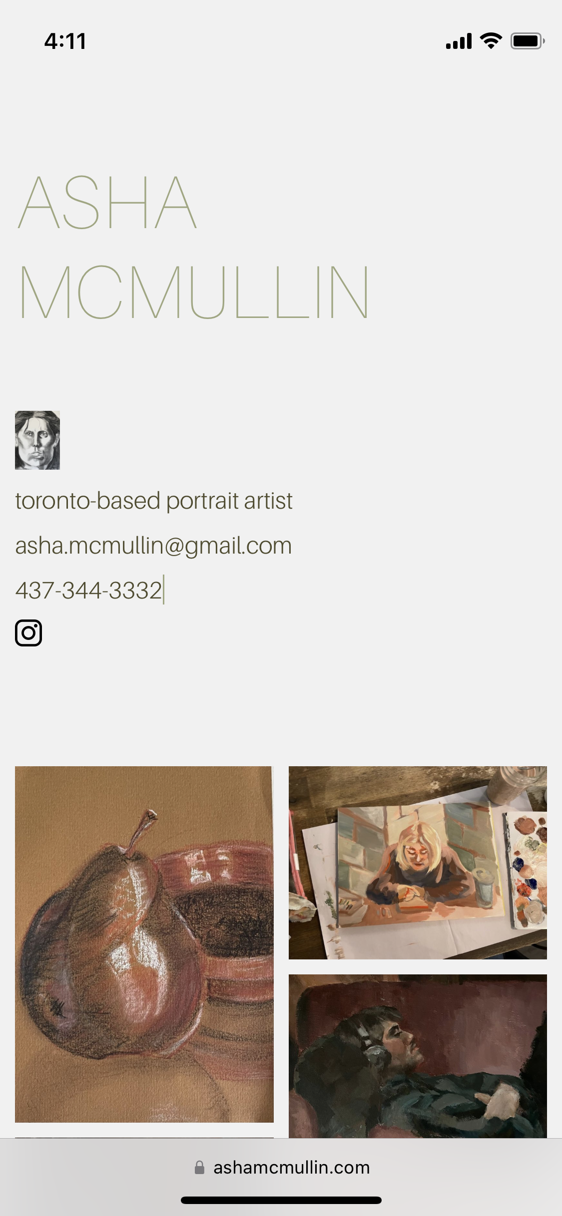 Mobile Version of Artist's Portfolio Site